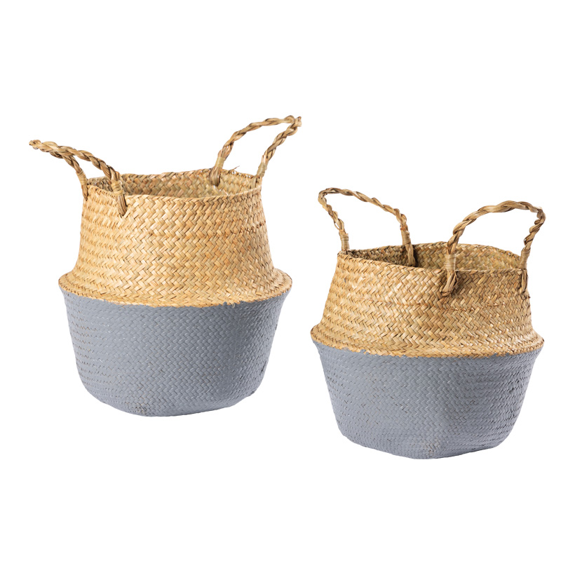 Basket M: 27x23cm, L: 32x27cm set of 2 pieces, out of seagrass, with handles
