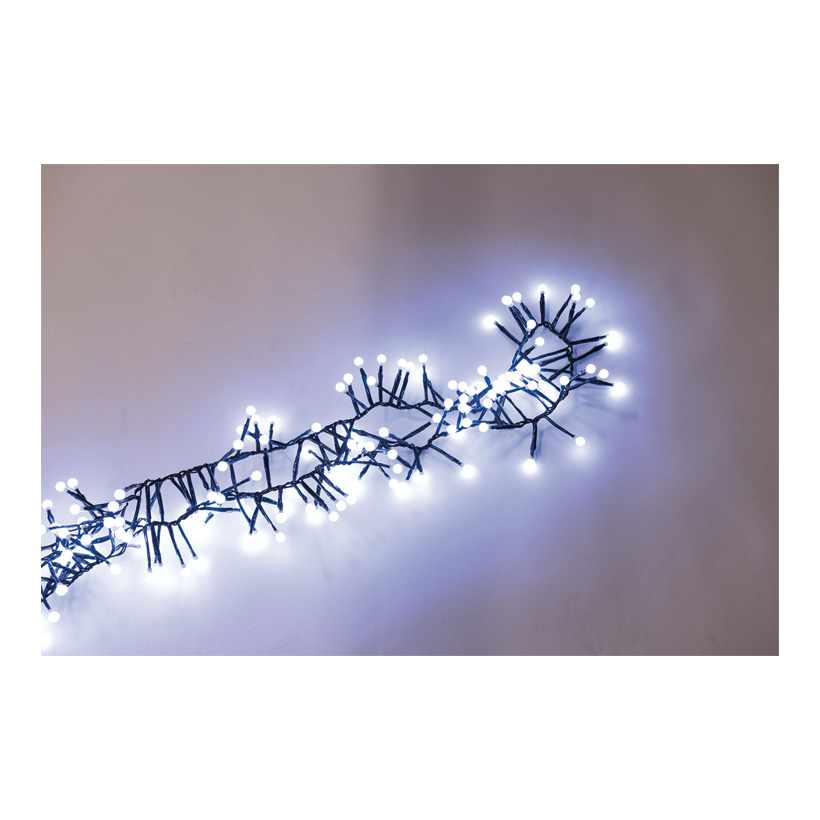 Cluster-Lichterkette mit 192 Kugel-LEDs, 200cm IP44 Stecker für außen, 4x koppelbar, 8 Progr. m. Memoryfunktion, 5m Zuleitung, 1-farbige LEDs, Kabelfarbe: grün