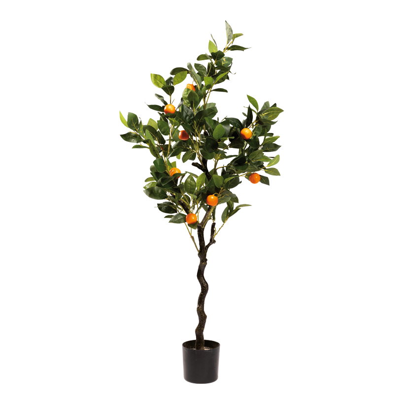 Orangenbaum im Topf, 120cm Topf: Ø 12cm, Orangen: ca. 3x3cm aus Kunststoff/Kunstseide