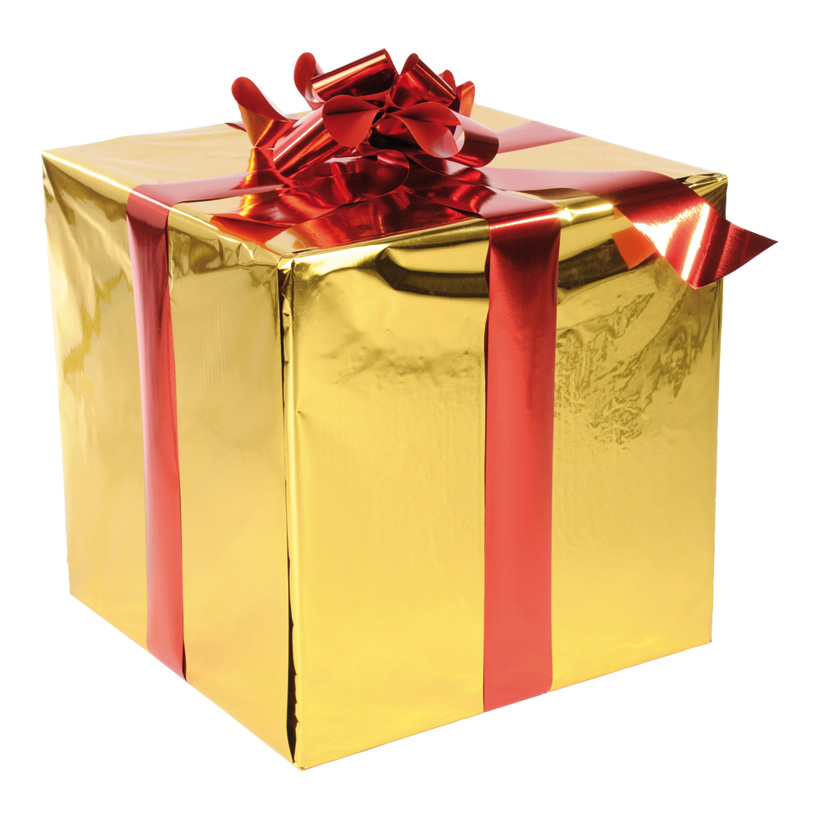 Gift box, 50x50cm, with foil bow, styrofoam, foil