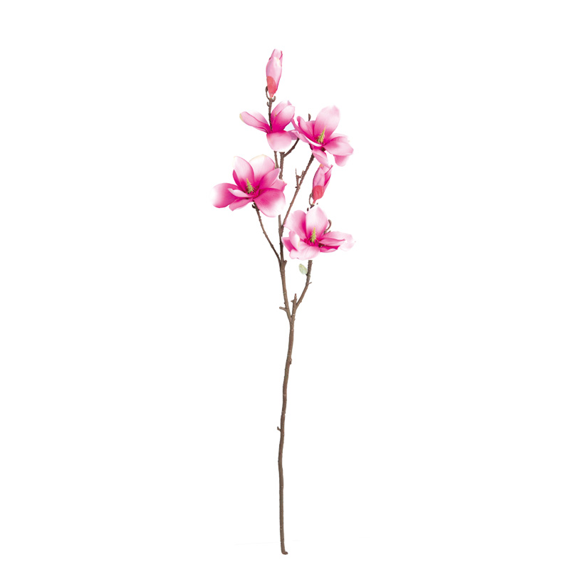 Tige de magnolia, 100cm, 4 fleurs, 2 bourgeons, soie artificielle