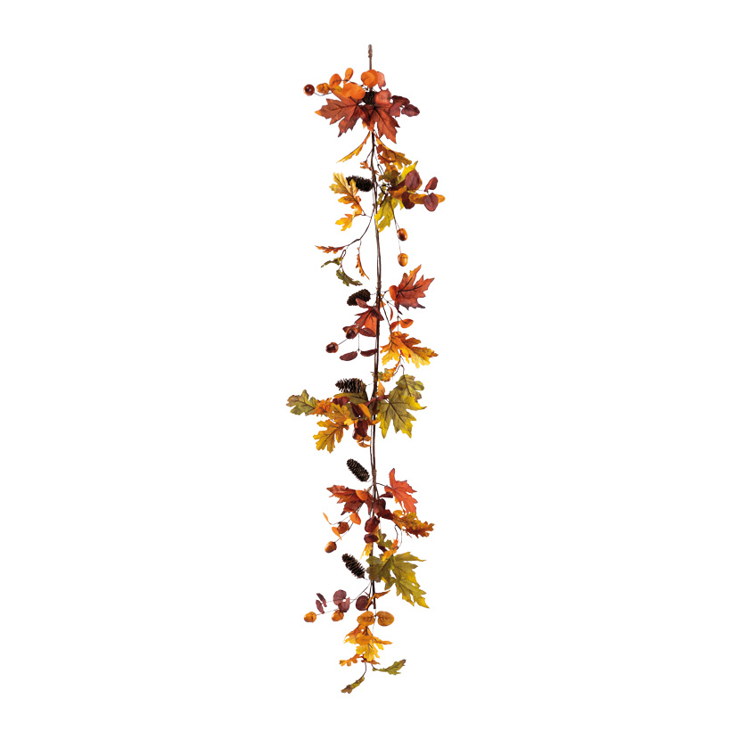 Herbstgirlande, beschmückt, 150cm aus Kunststoff/Kunstseide, biegsam,  mit Tannenzapfen, Eicheln
