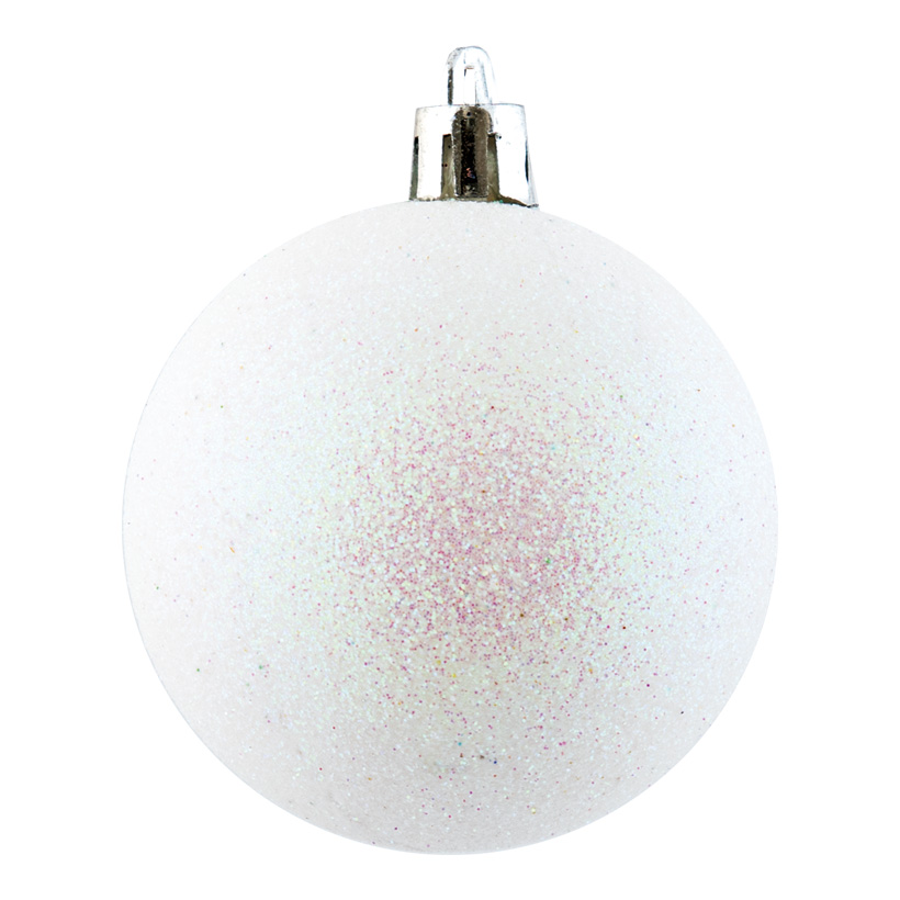 Boule de Noël, nacre Ø 6cm avec gitter, en plastique, 12 pièces / blister