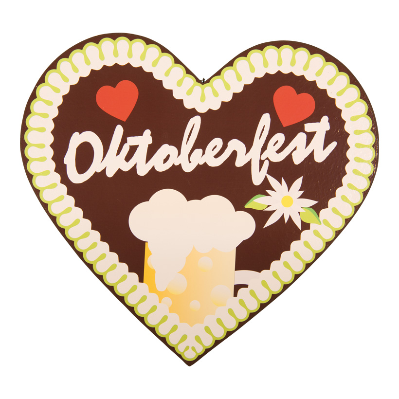 Gingerbread heart  ''Oktoberfest", 54x50x5cm out of styrofoam, double-sided, with suspension eye