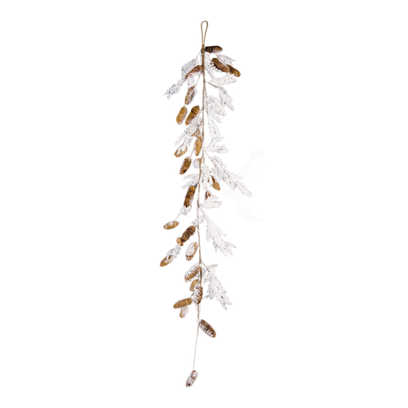 Snow garland, 150cm, snowed, with cones, plastic