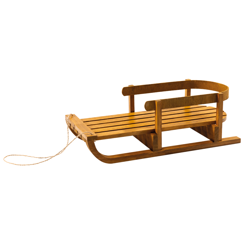 Sleigh, 50x23x16cm out of wood, with ca. 30cm pull cord