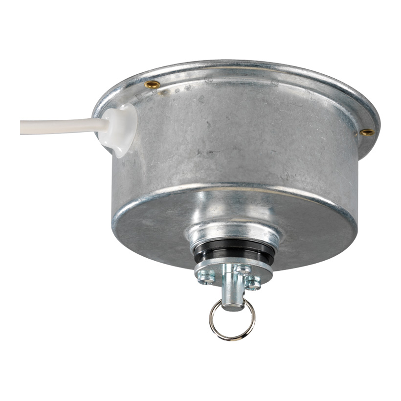 # Hanging rotation motor, 4 Watt, 2,5 U/Min., 2m Zuleitung, Ø 13cm, max.5kg bearing capacity, with key ring, TÜV certificated