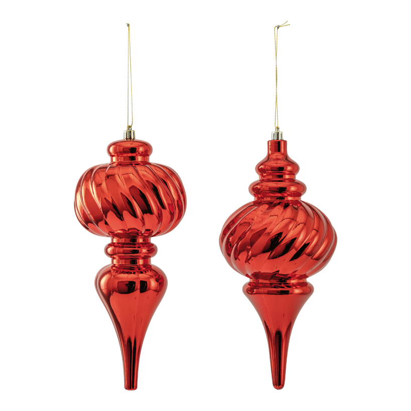 Ornamente, 25cm im 2-er Set, aus Kunststoff, spiralförmig, mit Hänger