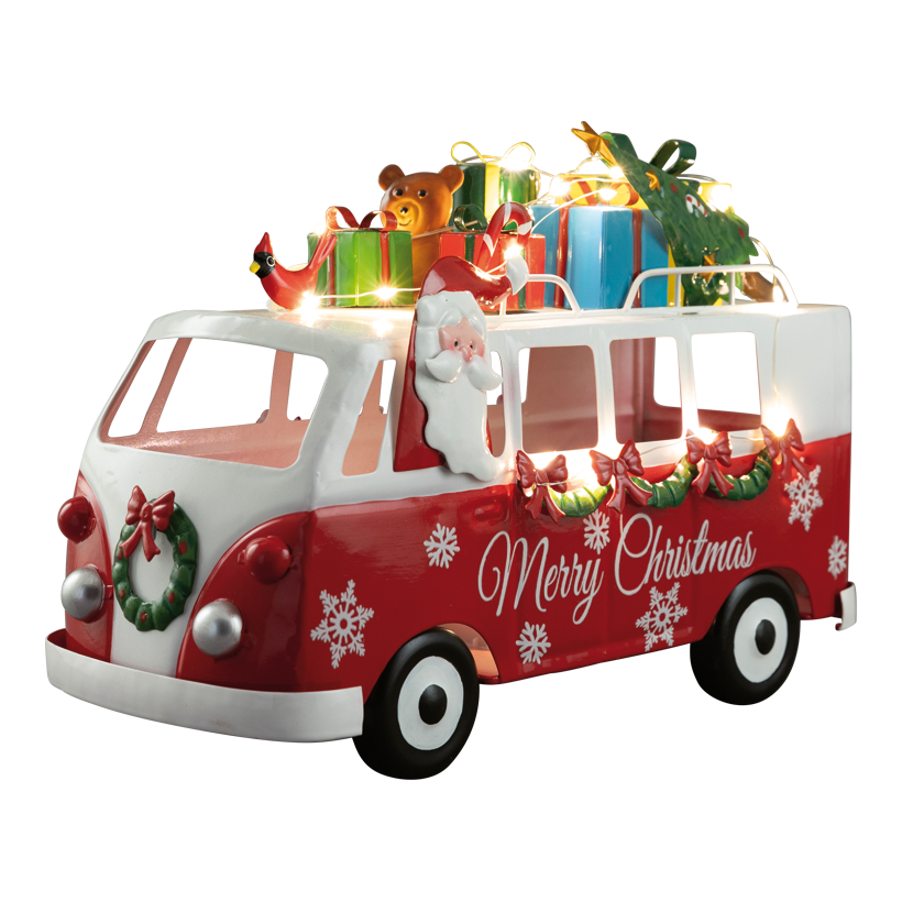 Bus with presents, 31x21x13cm out of sheet metal, battery-operated 2x AAA required
