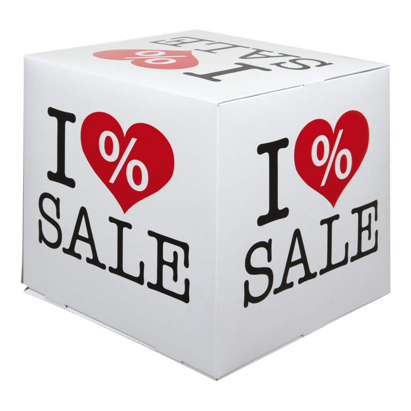 # Würfel "I love Sale" 22x22x22cm, alle Seiten bedruckt, Karton
