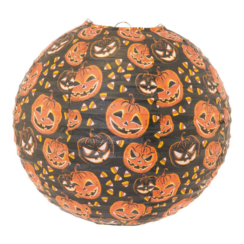 paper lantern, Ø 30cm with pumpkin faces, foldable