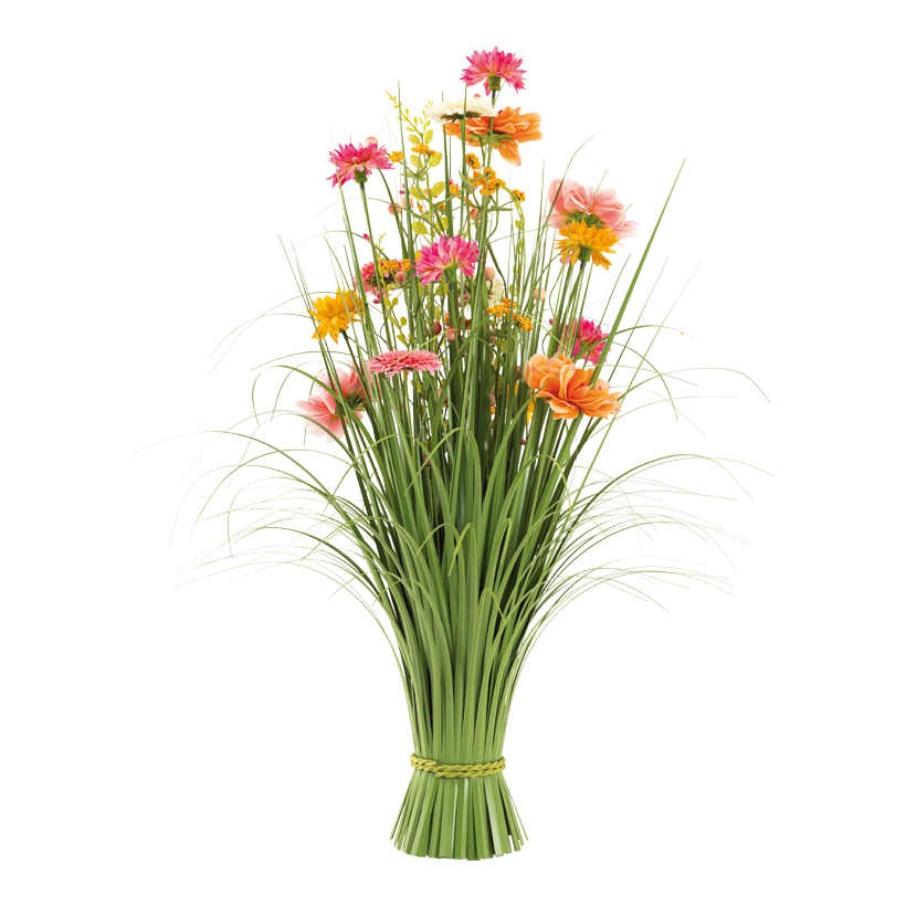 Grasbündel mit Frühlingsblüten, 70cm Breite: Ø 30cm aus Kunststoff/Kunstseide
