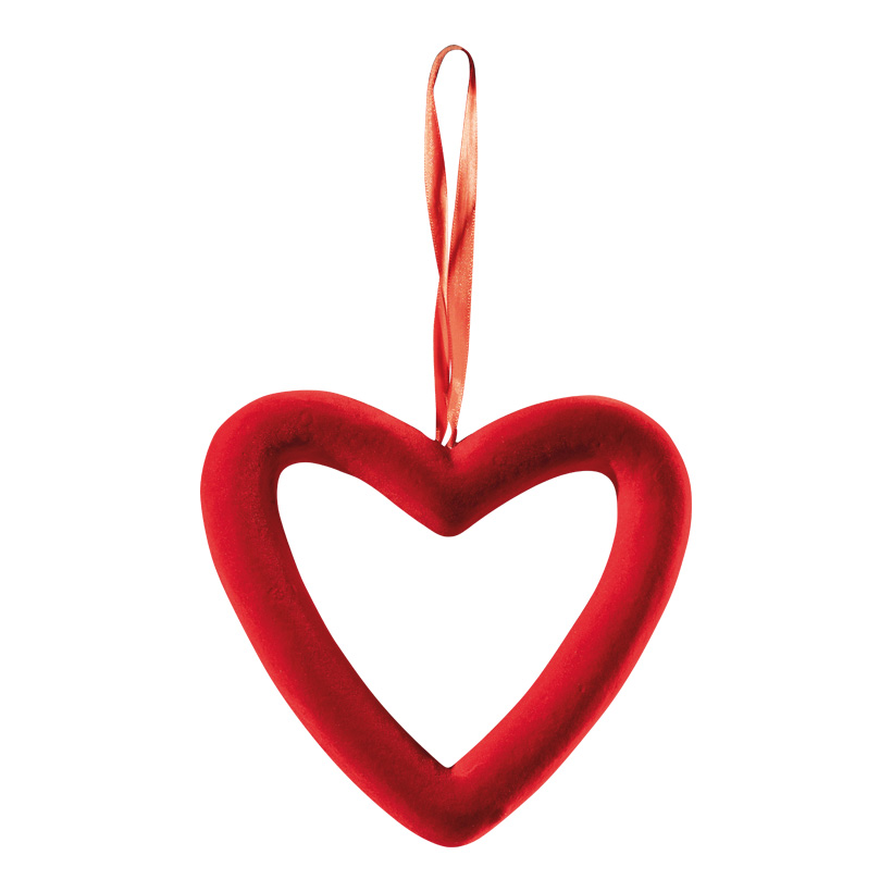 Contour velvet heart, 20cm out of styrofoam/velvet, with hanger