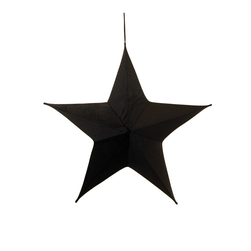 Textile star, Ø 80cm 5-pointed, made of velvet, foldable, with zipper and hanger