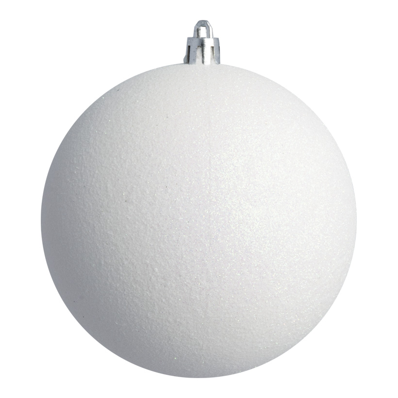 Boule de Noël, blanc, Ø 6cm avec gitter, en plastique, 12 pièces / blister