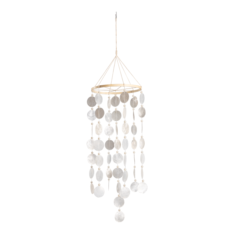 Muschel Mobile, 90x23cm aus Capiz/Holz