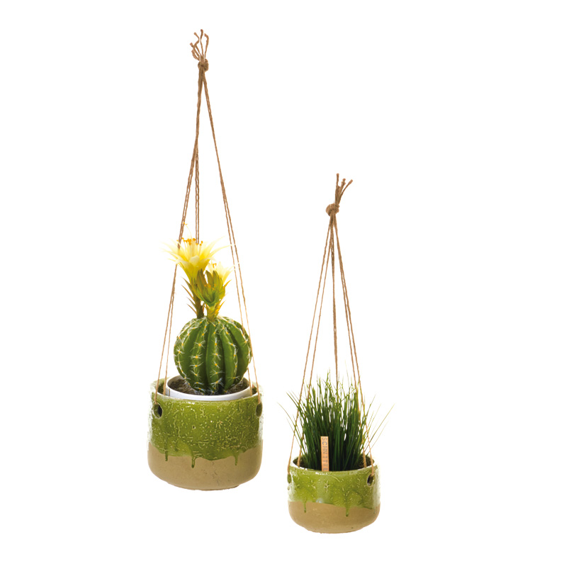 # Hanging pots 13x15 cm ceramic/rope