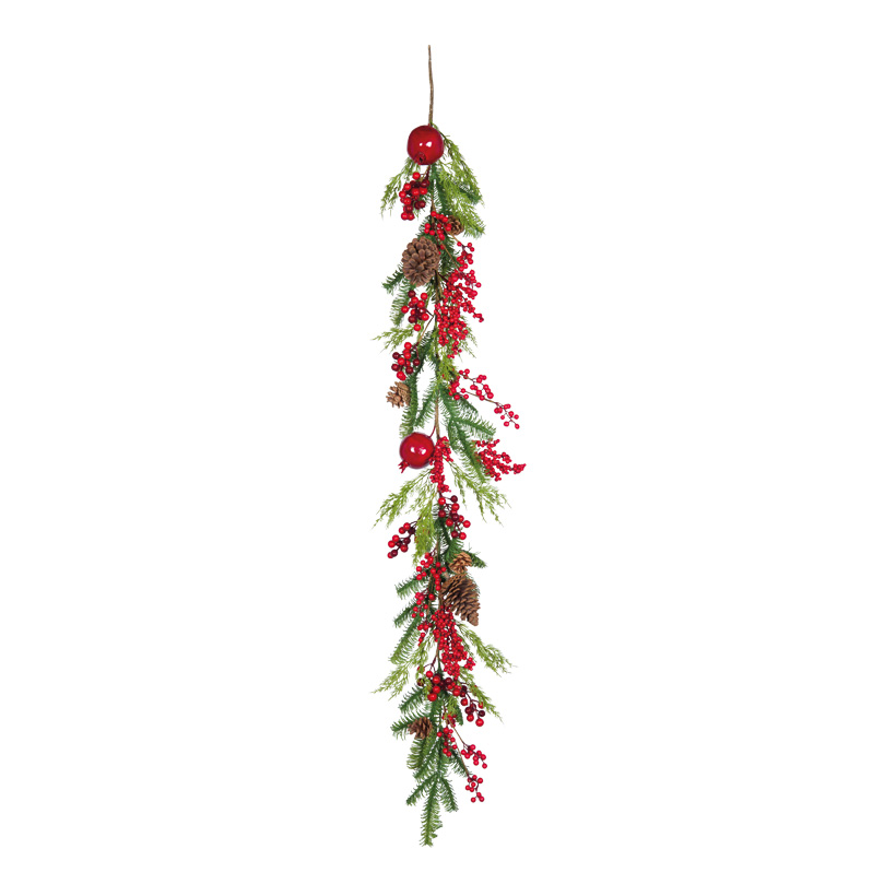Fir garland, 150cm out of plastic/styrofoam, decorated, flexible