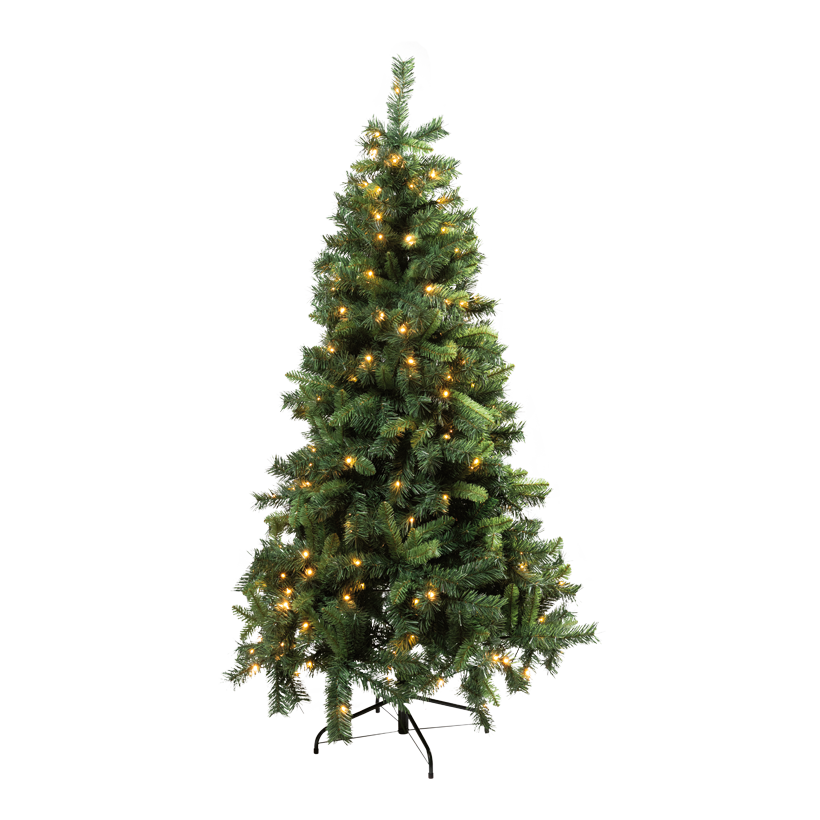 Noble fir, 210cm _ 120cm PVC-Mix 1050 tips, 300 LEDs, 3 parts, flame retardant, IP44, with metal stand, for plugging together