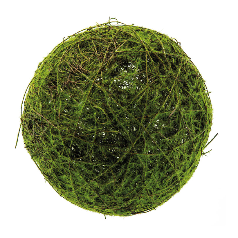 Natural wicker ball, Ø: 25cm with artificial moss