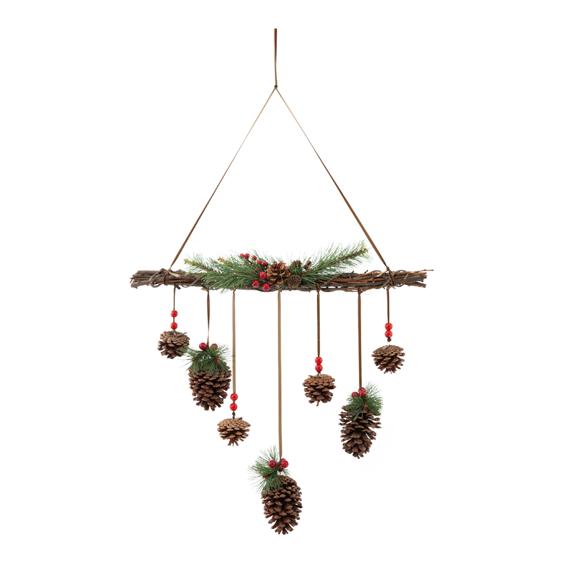 Tannenzapfen Mobile, 60x50cm Tannenzapfen: Ø 8-4cm aus Kunststoff/Holzzweigen, zum Hängen