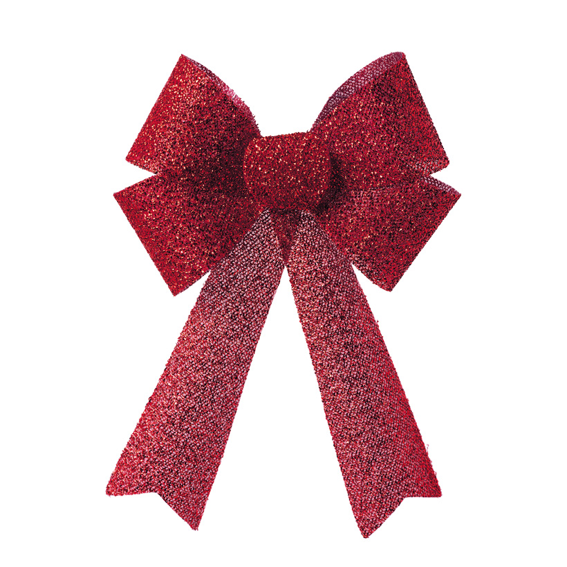 Bow with glitter, 47x27x5cm front side covered with tinsel, back side smooth, made of plastic