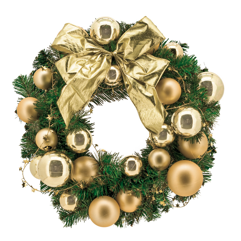 Fir wreath, Ø 45cm, decorated, plastic