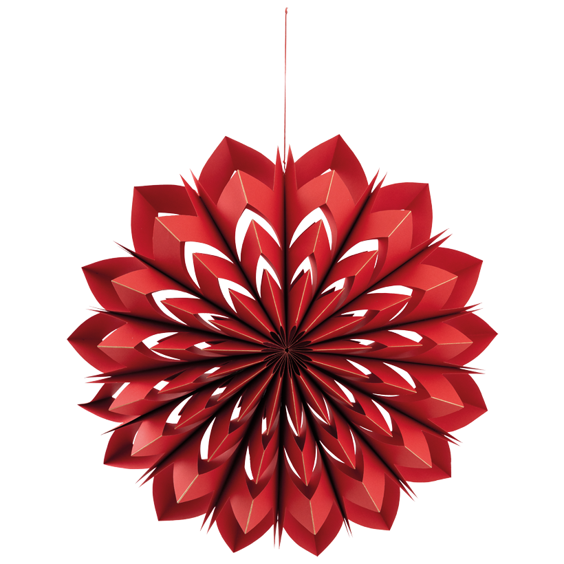Snowflake, foldable, Ø 60cm out of paper, double-layered, with hanger, with magnetic closure