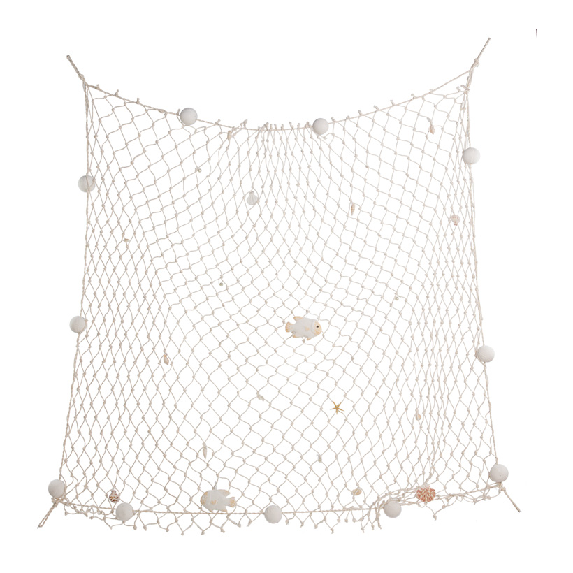 Fishing net, 150x150cm, cotton, with  Ø6cm styrofoam balls