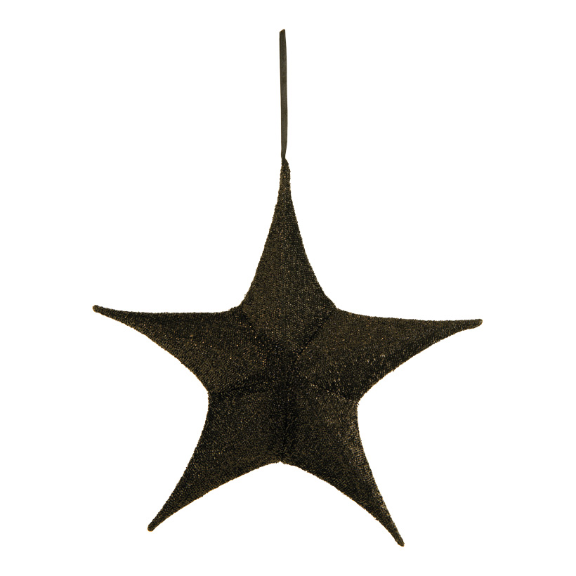 Étoile  textile, Ø 40cm 5 pointes, en polyèstère, avec tirette et cintre, scintillant