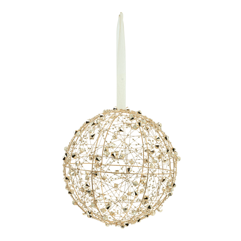 Kugel mit Perlen, Ø 20cm aus Metalldraht, mit Hänger