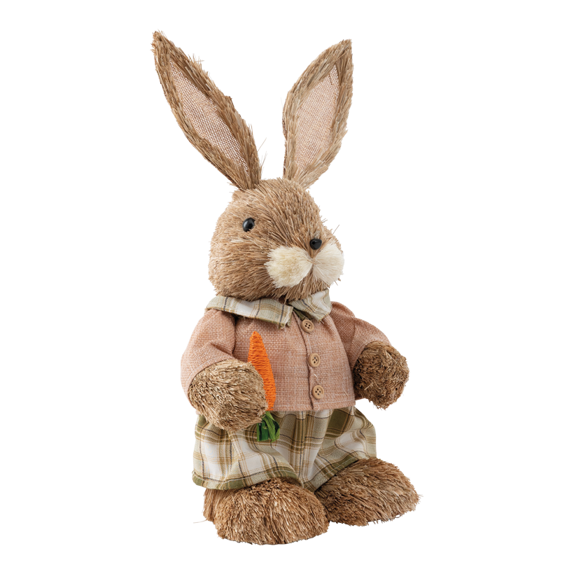 Lapin avec robe, 40x18x15cm en polystyrène/paille/fibre synthétique