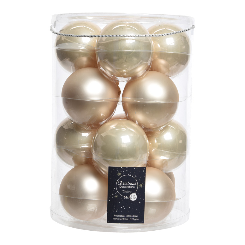 # 16 Weihnachtskugeln im Set, Ø 8cm 8x glänzend, 8x matt