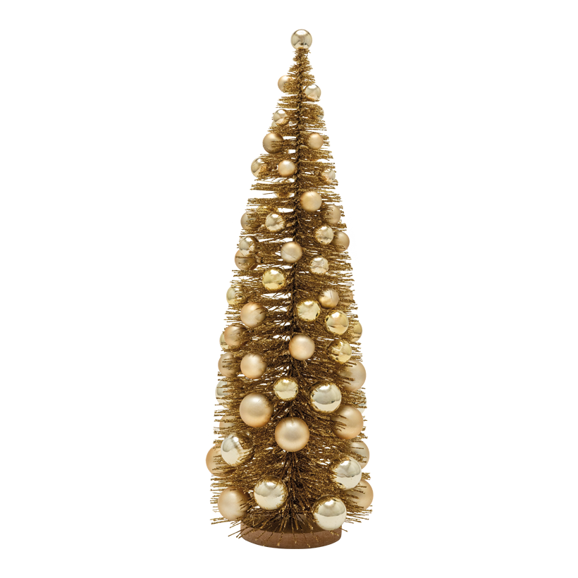 Tannenbaum mit Weihnachtskugeln, 60cm Standfuß: Ø 12cm aus Kunststoff, beglittert