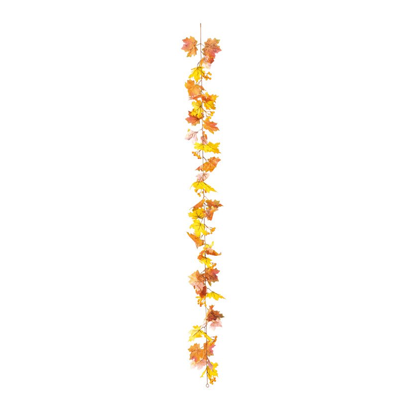 Ahornblattgirlande, 175cm aus Kunstseide/Kunststoff, mit Beeren, mit Haken zum Hängen