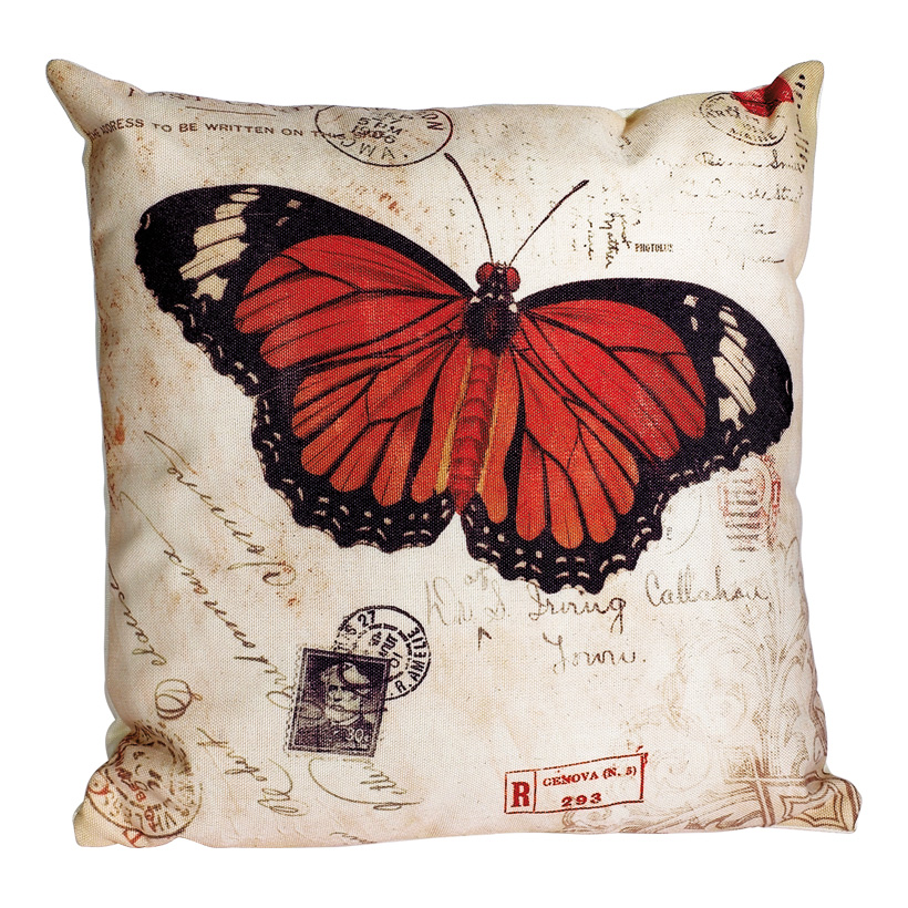 # Kissen "Schmetterling" 35 x 35 cm aus Leinen inkl. Füllung, Schmetterling: Monarch