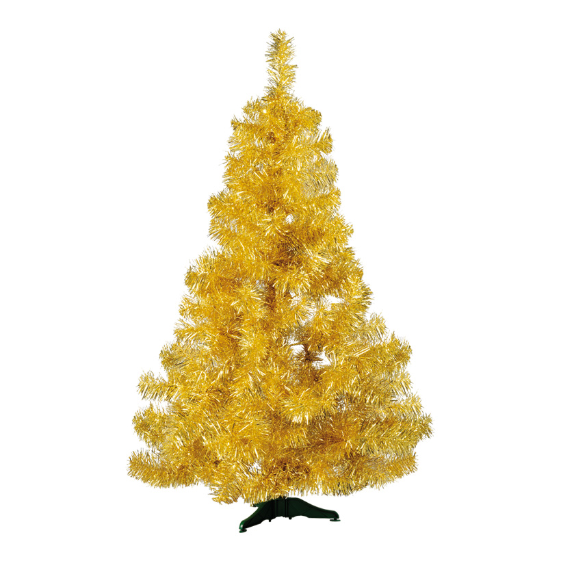 Arbre tinsel "Deluxe", Ø 76cm, 120cm, 186 tips, bandes plastique, film métallique, ignifugé par M1