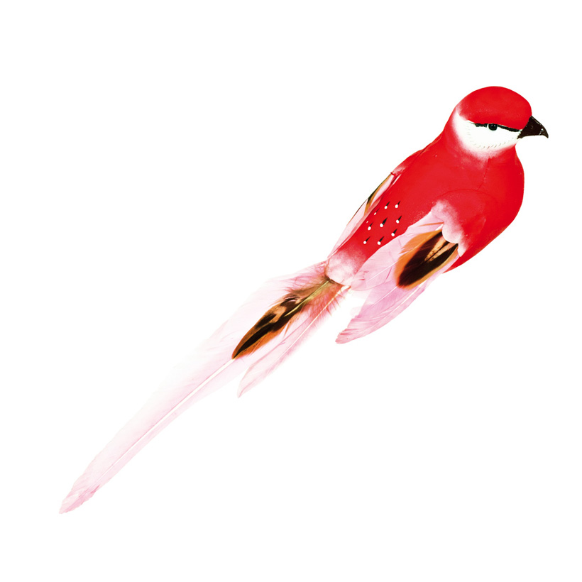 Bird with clip, 40x7x7cm, styrofoam with feathers