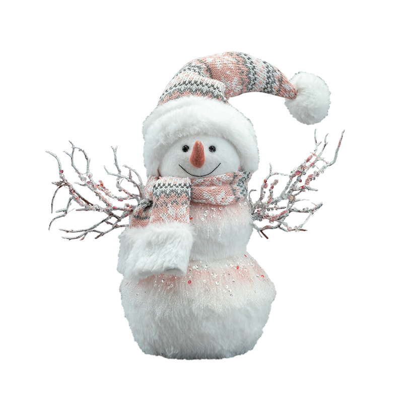 Snowman, 35x30x15cm out of styrofoam/textile, flexible cap