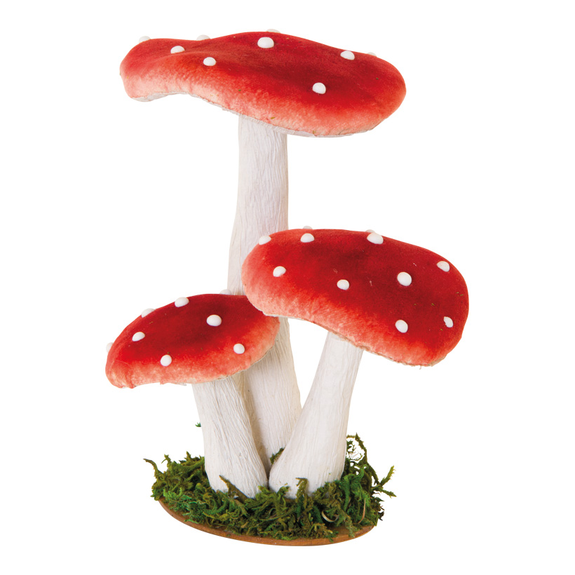 Group of fly agaric, 17x14x20cm 3-fold, out of styrofoam