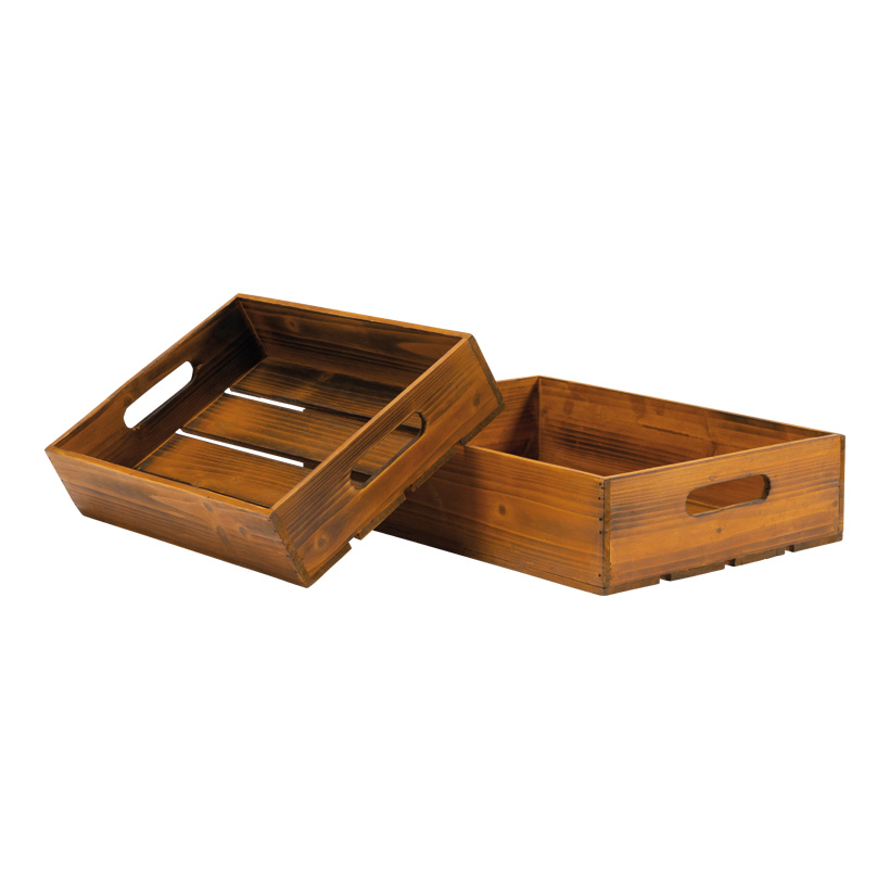 Wooden boxes in set, 40x30x10cm, 35x25x8cm 2-fold, nested