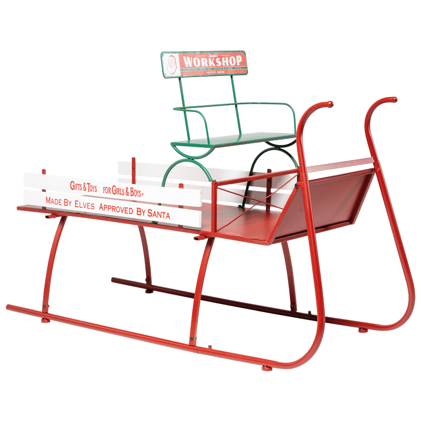 Sleigh, with seat, 135x58x91cm out of wood and metal, assembly required, incl. assembly instruction