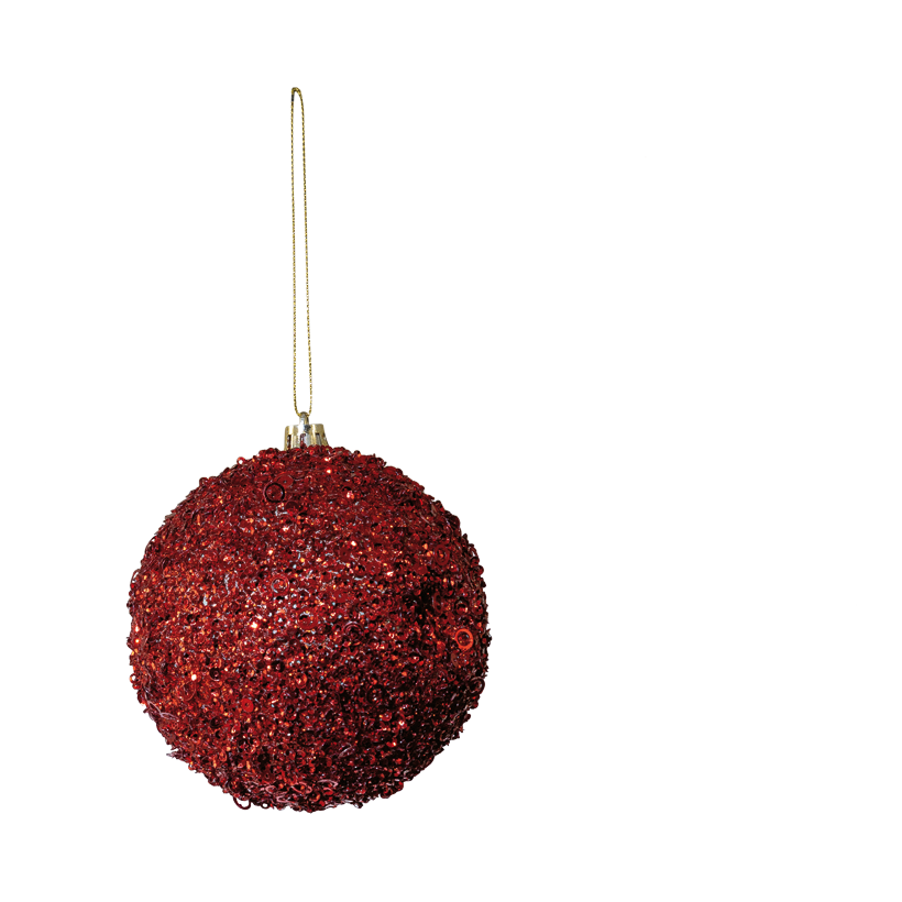 Kugel mit Pailletten, Ø 10cm aus Styropor/Kunststoff, mit Hänger, beglittert