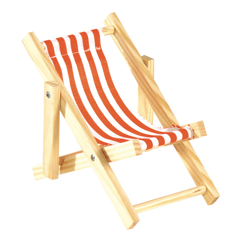 Deck chair, 10x20cm, striped, wood, cotton