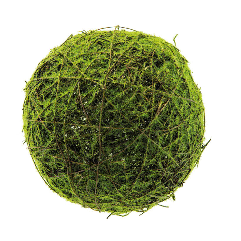Natural wicker ball, Ø: 16cm with artificial moss
