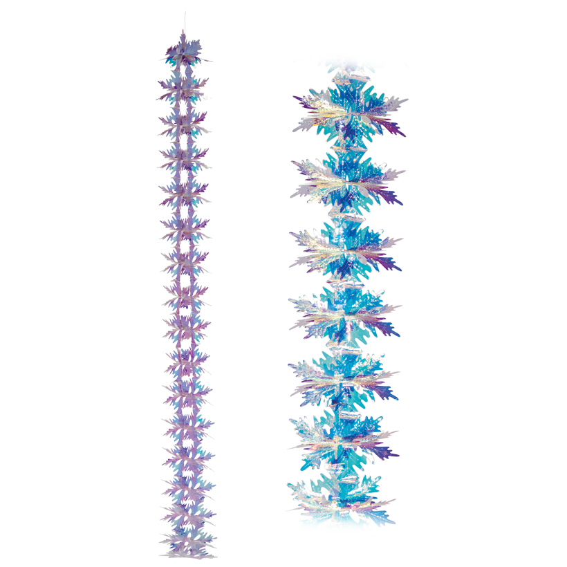 Ice Crystal garland, 180cm Ø 16cm out of foil, holographic, foldable