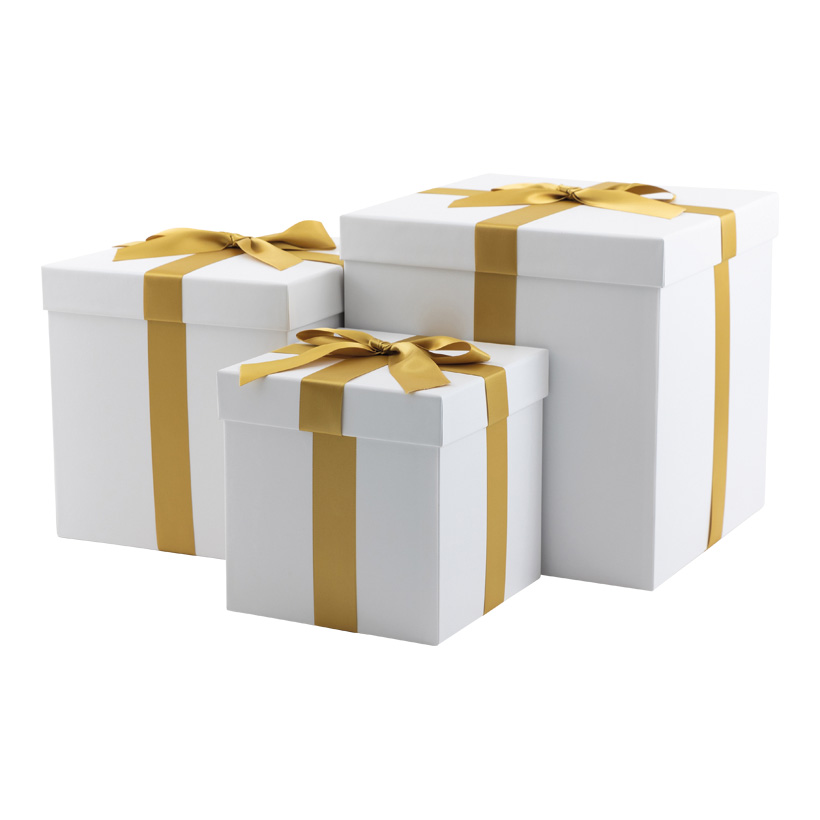 Gift boxes, 30x30x30cm,25x25x25cm 20x20x20cm 3 pcs./set, with satin bow, nested