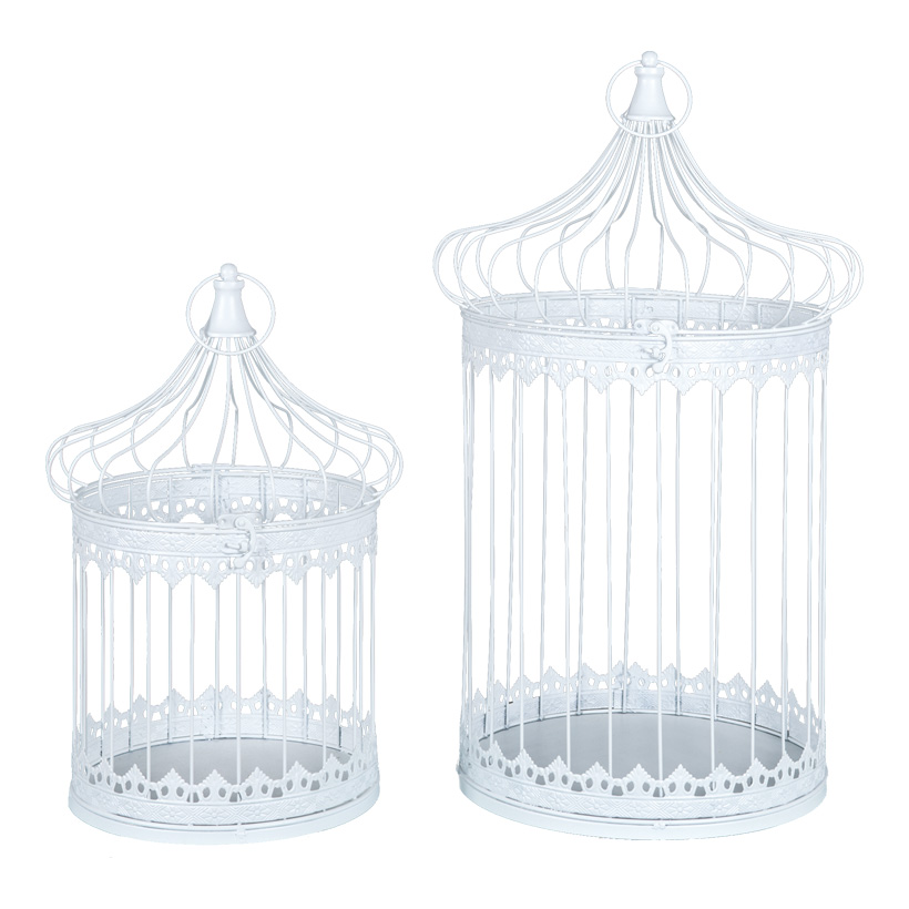 Bird cages, 28x28x50cm 36x36x70cm set of 2, to hang, powder coated, nested, made of metal