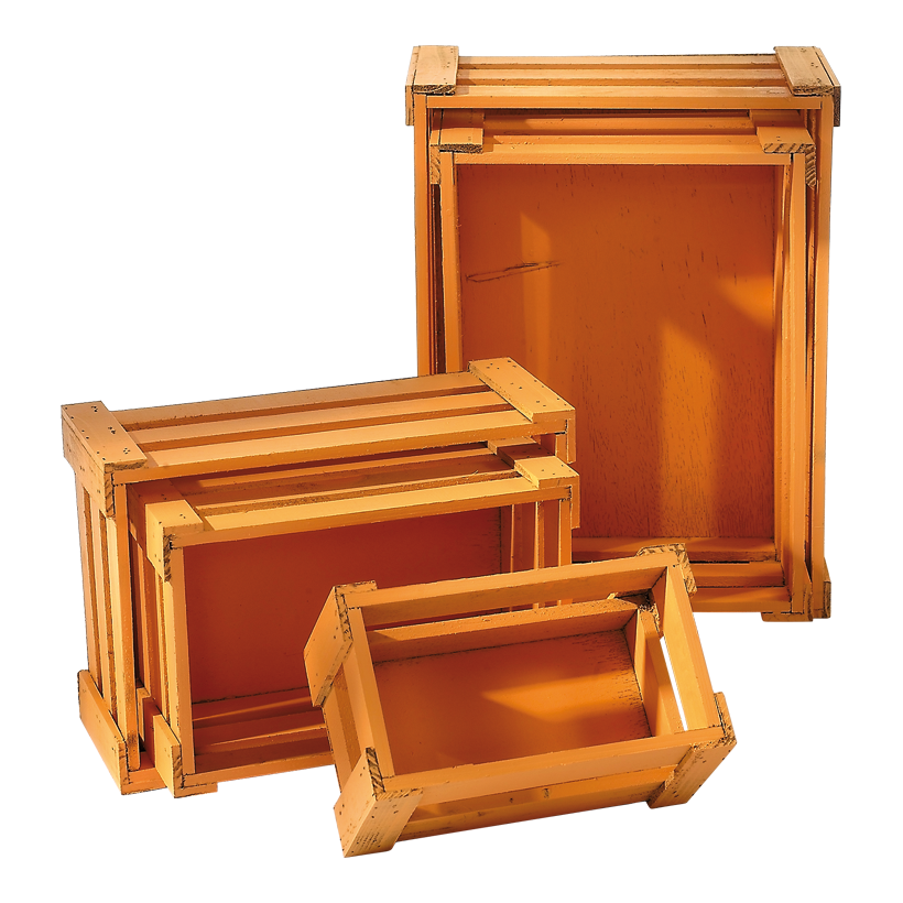 Crates von 37x28.5x15.5cm bis 21x12.5x9.5 cm, wood, 5 pcs./set, nested