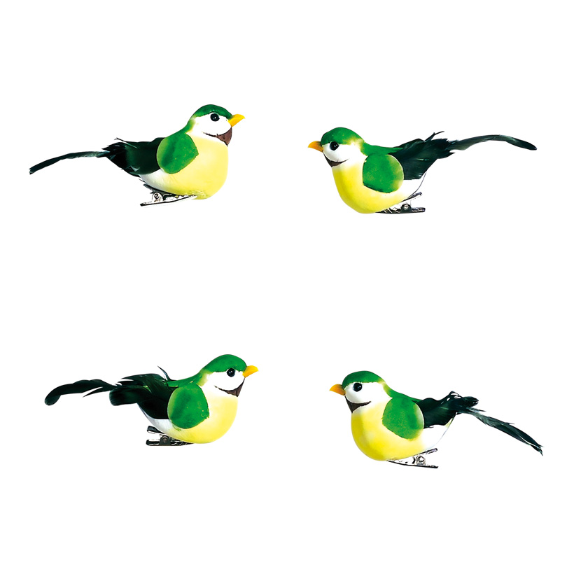 # Oiseaux 9,5x3,5 x4,5 cm mousse/plumes, 4 pcs./set